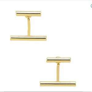 Sterling Forever Gold Plate Parallel Bar Earrings & Jackets